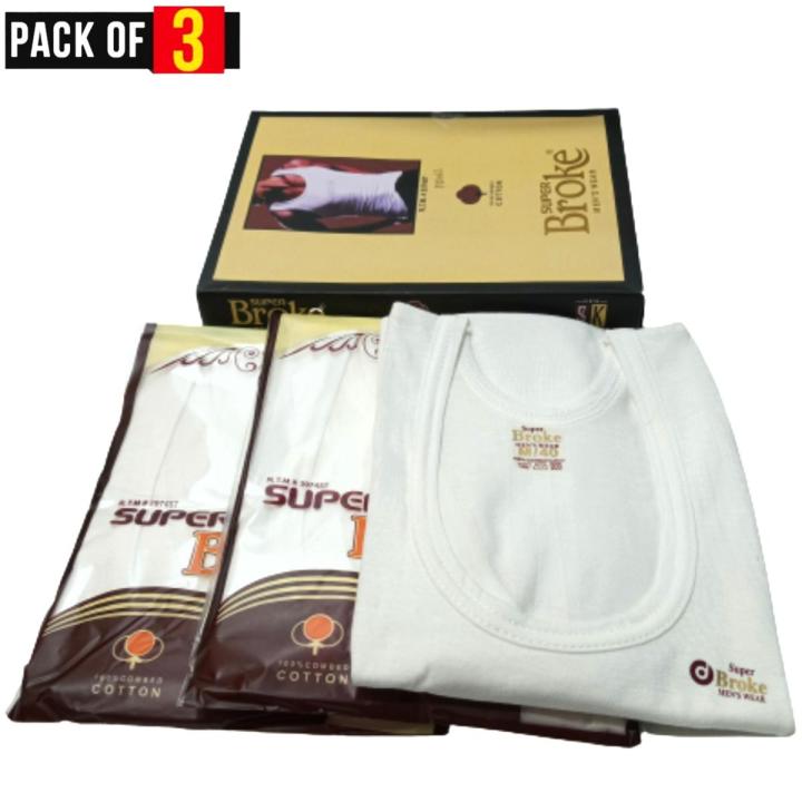 Pack Of 3 White And Black Sando Vest For Men - 100% Combed Cotton - Premium Quality.