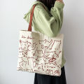 Canvas Bags Handbag For Women Shopper Cute Cat Tote Bag With Zipper Bag Cartoon Shoulder Bags. 