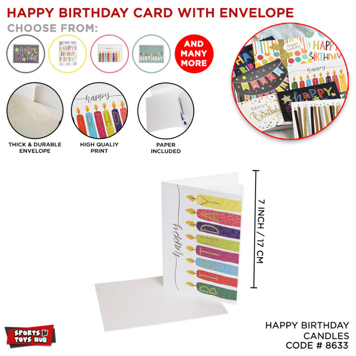 Happy Birthday Greeting Cards With Envelope, Best Wishes Colorful Printed & Glitter Gift Card Collection For Wishing Family Friends Teachers Children Kids Boy & Girls Born Day Celebration Gifts Envelopes Greetcards, Beautiful Birth Day Greetingcard