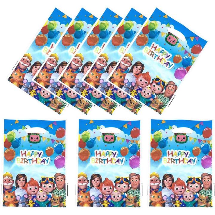 Cocomelon Theme Bags - Pack of 10 Party Goodie Bags Birthday Gift Bags