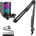 FIFINE USB Gaming Microphone Kit for PC,PS4/5 Condenser Cardioid Mic Set with Mute Button/RGB ,for Streaming Video-A6T. 