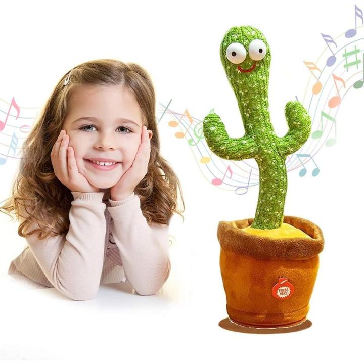 Rechargeable Dancing Cactus Toy-Talking Cactus Toy-Electronic Dancing Cactus Toy with Lighting-Singing Cactus Recording and Repeat Your Words