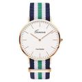 Geneva Nylon Canvas Color Strap Watch Men Women Pink White Luxury Clocks Fashion Golden Quartz Watches Orologio Donna Gift Reloj. 