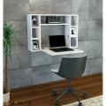folding wall mounted desk with display shelves. 