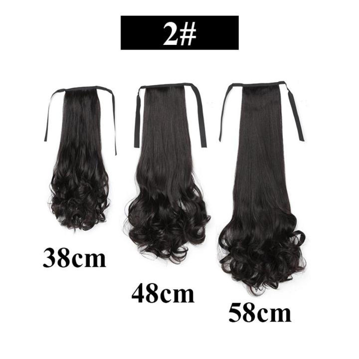 Long Curly Ponytail Wig Light Brown Drawstring Clip In Ponytail Hair Extensions Synthetic Heat Resistant Hair Tail