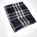 linen check black white stole scarf / hijab. 