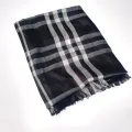 linen check black white stole scarf / hijab. 