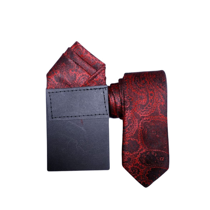 Royal Jamawar Medium size Maroon Tie with pocket square
