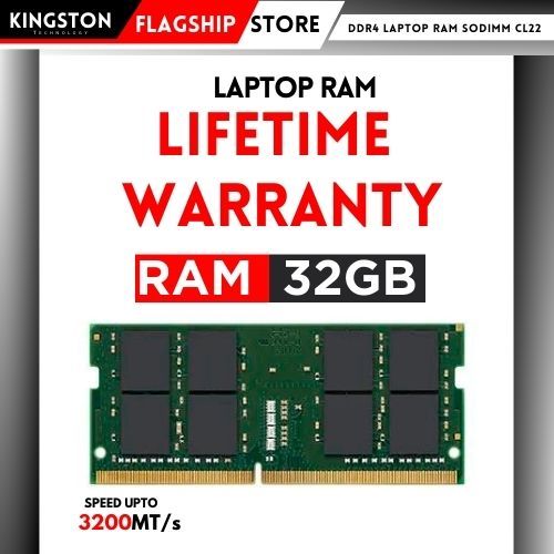 Kingston RAM DDR4 32 GB Laptop RAM 3200MT/s Lifetime Warranty Non