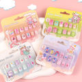 12pcs/Box Children Acrylic Nails Safe Non-Toxic Adhesive Nail DIY Artificial Fingernails for Girls Children's Day Gift. 