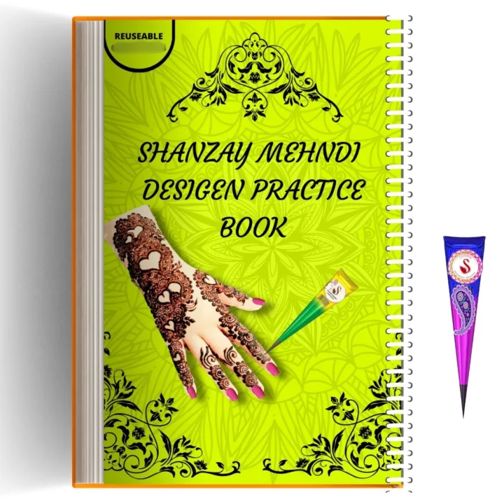Medium Design Mehndi   Book for Mehndi Practice ( Reuseable) with Free Scrub (pack of 1)