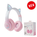 Bluetooth Wireless Headphones Cat Ear Glow Light Stereo Bass Helmets Children Gamer Girl Gifts PC Phone Gaming Headset. 