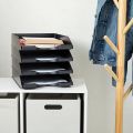 Document Tray | 1, 2 and 3 storey | Black Stackable Paper Trays for Letter Documents, Desktop File Organizers for Office Supplies, Stackable Desk Tray Holder for Paper Storage. 