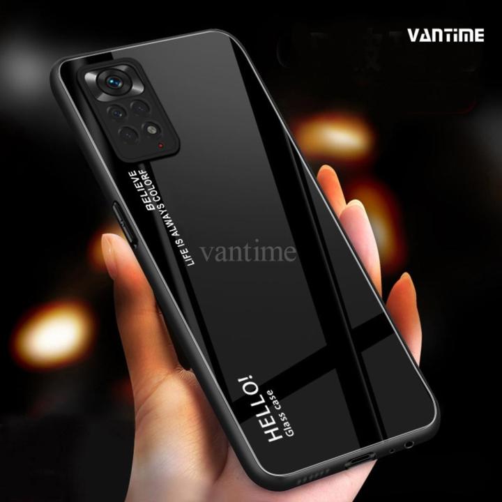 Vantime for Xiaomi Redmi Note 11S / Redmi Note 11 4G Case Gradient Phone Back Hard Glass Cover