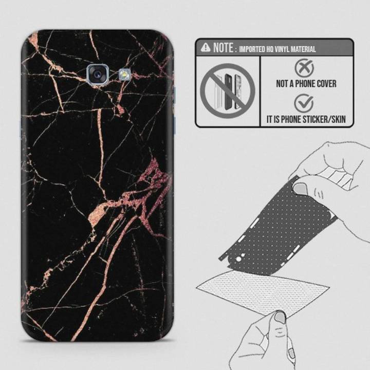 Samsung A7 2017 (A720) Skin - SkinLee HQ Vinyl Skin Wrap (Not Cover) - Black Rose Gold Marble - SKINLEE-130-2-22-39