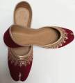 Maroon Golden Khussa for Girls – Stylish and Comfortable Eco-Friendly Party and Casual Footwear. 