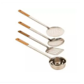 Stainless Steel Spoon kitchen Utensil - Cooks Essentials Tools with light brown Wood Handle. 