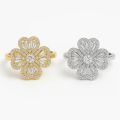 Stunning Clover Spinning Ring with Diamond Accents, Adjustable Size, Women's Fashion Jewelry. 