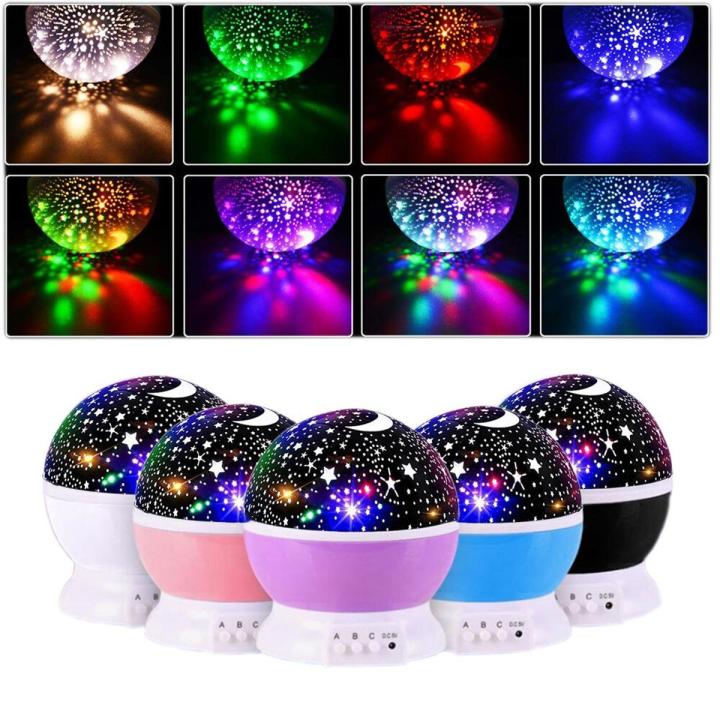 Rotating Night Light Projector Starry Sky Moon Projection Lamp Galaxy Night Lamps Christmas Lights For Kids Gif