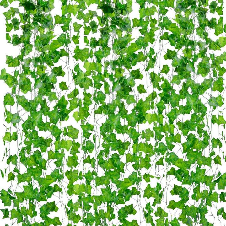 Best artificial leaves plants garland green leaf bail 7 ft approx. natural look for decoration/ Green leaf garland/Wedding decor/ Bedroom decor/ Birthday decor/ Garden party decor/ Fake hanging plants/ Foliage green leaves ribbon/Wall garden