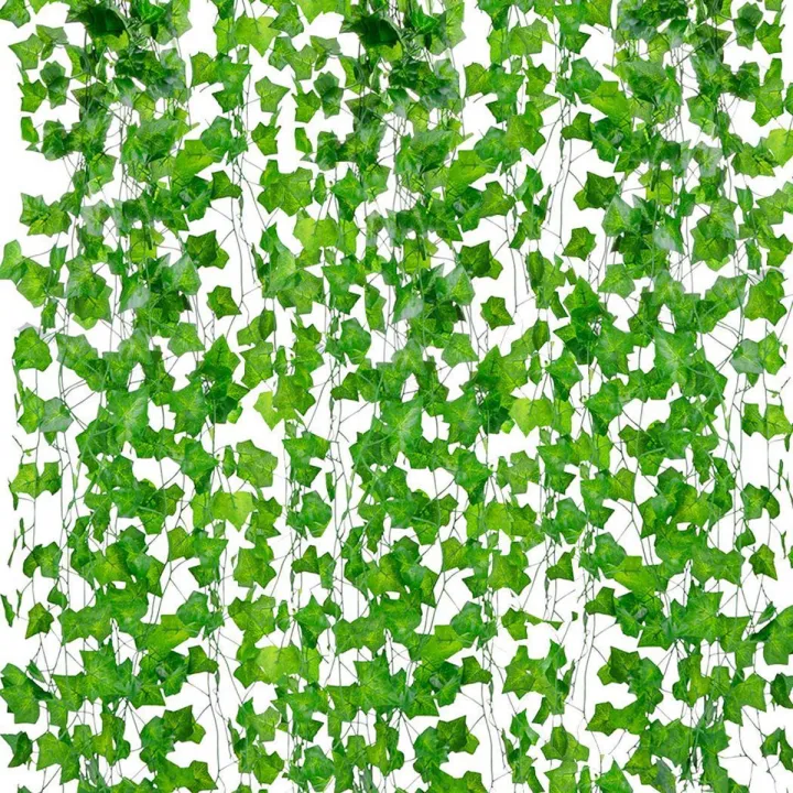 Best artificial leaves plants garland green leaf bail 7 ft approx. natural look for decoration/ Green leaf garland/Wedding decor/ Bedroom decor/ Birthday decor/ Garden party decor/ Fake hanging plants/ Foliage green leaves ribbon/Wall garden
