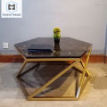 Hexagon Coffee Table - Wooden Center Table for Living Room - Elegant Serving and Cocktail Table. 