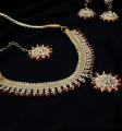 Golden Designer Jewellery Set with Red Crystal. 