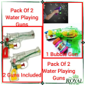 Pack Of 2 Amazing Water Toy Gun for Kids - Mini Water Guns For Fun - Mini Led Bubble Blaster Gun with Bubbles liquid Bottle For Summer. 