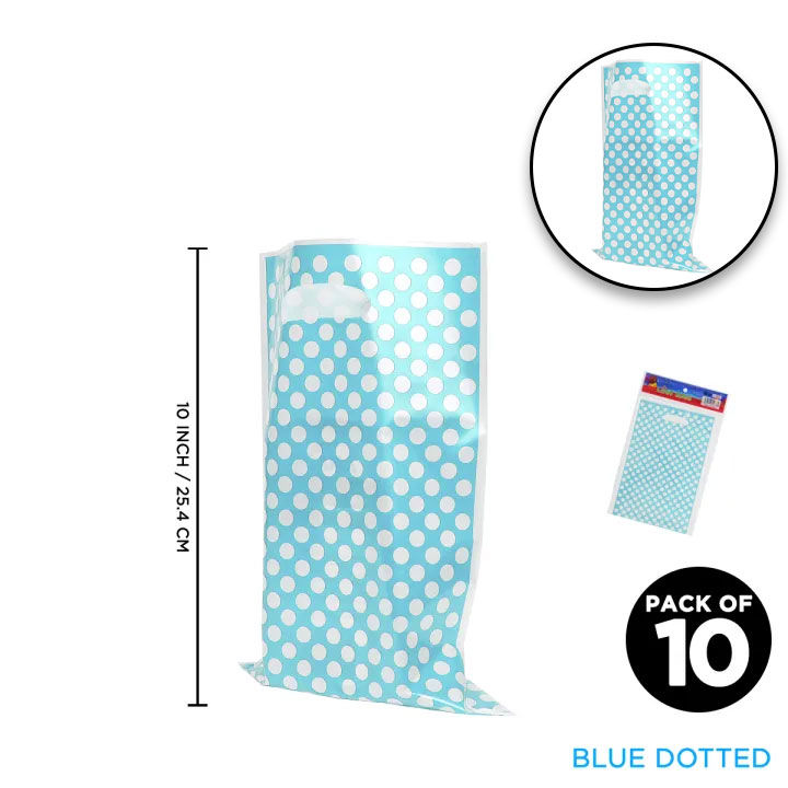 Blue Dotted Party Favor Goodie Bags for Kids Birthday / Baby Shower ...