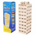 Number Jenga Wooden Stacking Game for Kids & Adults Blocks 54 Pieces with Dice. 