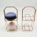 Metal cushion beauty storage rack, sponge puff egg holder, mineral antique crystal display rack. 