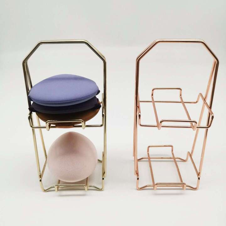 Metal cushion beauty storage rack, sponge puff egg holder, mineral antique crystal display rack
