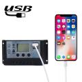 Solar Charger Controller, 40/50/60/100A PWM Solar Panel Battery Intelligent Regulator Charge Controller 12V/24V with Dual USB Port and LCD Display All Amp Controller Available 10A 20A 30A 40A 50A 60A 70A 80A 90A 100A SoLar Panels Controller. 