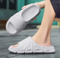 Men Slippers Thick Bottom New Eva Slipper For Men's Sandle Trendy Soft Chappal Light Weight Height Increasing Slides in Grey and Black Non- Slip Footwear for Bathroom. 