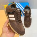 Men's Casual Sneakers with Cream Stripes, Lace-Up Fashion Shoes with Gum Sole for Everyday Wear. 