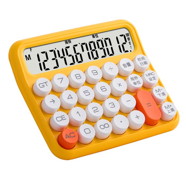 Mechanical Switch Calculator Aesthetic Calculator Cute 12 Digit Large Lcd Display Big Button Desk Calculator Colored Handheld Calculator for Everyday Life and Basic Office (Blue, Pink) - 1 Piece