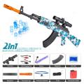 A-47 Gel Blaster Manual Reload & Automatic Electric Rechargeable - 2 in 1 Toygun With Goggles With 2 Types Barrel - Size Approx. 108 cm. 