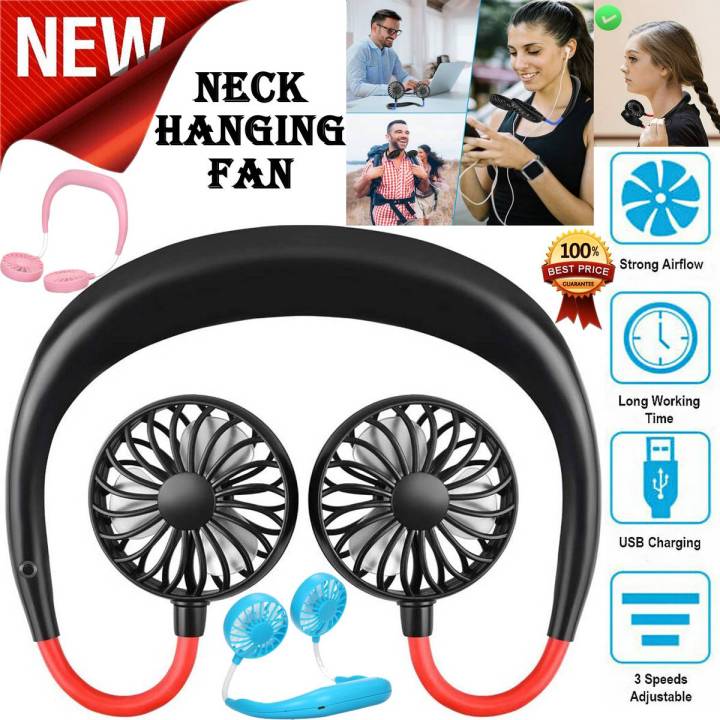 Hanging Neck Fan for Kitchen | Folding  Fans Wearable Shoulder Fan Sports Cooling Fan Portable Cooling USB Neckband Mini Fan Rechargeable  Neck Fan Personal Fans 3X Speeds 360 Degree Adjustable Summer Weather Fan for Indoor Outdoor
