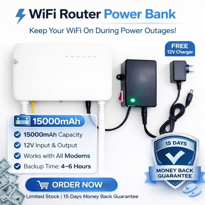 Premium Wi-Fi Router UPS – 5-6 Hours Battery Backup – Mini Power Bank ...