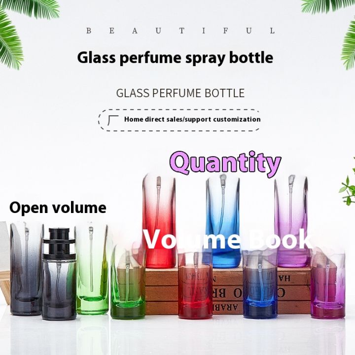 Gradient Glass Perfume Bottles Cylindrical Pressure Spray Bottle Screw Cosmetics Packing Oil Emulsion Bottles