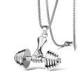 2023 Taobao One Piece Dropshipping   Foreign Trade Jewelry   Fitness Dumbbell Barbell Pendant   Men's Titanium Steel Necklace Wholesale. 