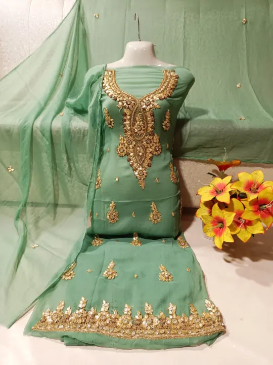 Handmade%20Embroidered%20Gotta%20Stones%20Dabka%20work%20%202%20Pieces%20(Shirt%20&%20Dupatta%20)%20Soft%20Chiffon%20Unstitched%20Beautiful%20Dress%20Collection%202022%20-%20Image%203
