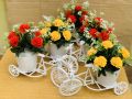 Unique Floral Cycle Decoration With Artificial Flowers Bicycle Woven Flower Basket Flower Vase for Home Wedding Decoration Best For Gift Home Deoration. 