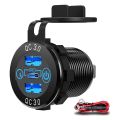 PD Type C and QC3.0 Dual USB Charger PD 3.0 & Two QC3.0 Ports with Touch Switch Fast Car Adapter. 