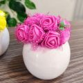 Small Ceramic Flower Vase, Decorative Round Vase, Plant Pot, Lifelike Mini Artificial Flowers with White Ceramic Pot for Home Decor. 