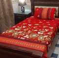 Multi Color Cotton Single Bedsheet Set (1 Bed Sheet with 1-Pillow Cover). 