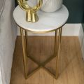 White Coffee Table  X  Serving Table With Wooden  Marble sheet Top  & Metal Base. 