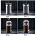 Stainless Steel Glass French Filter Coffee Pot Coffee Tea Pot Press Plunger Hollow Cafetiere Tool New Coffee Maker 350/600/1000 ml. 
