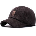 New Woolen Knitted Winter Ear Cover Baseball Cap Men Thicken Warm Hats With Earflaps Sport Golf Hats. 