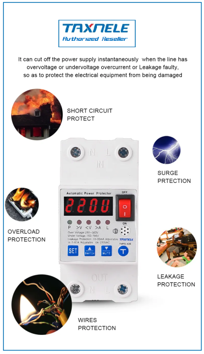 Taxnele%20over%20voltage%20under%20voltage%20protector%20Earth%20Leakage%20protector%20automatic%2063A%20%20RCBO%20Lightning%20Surge%20Power%20-%20Image%206